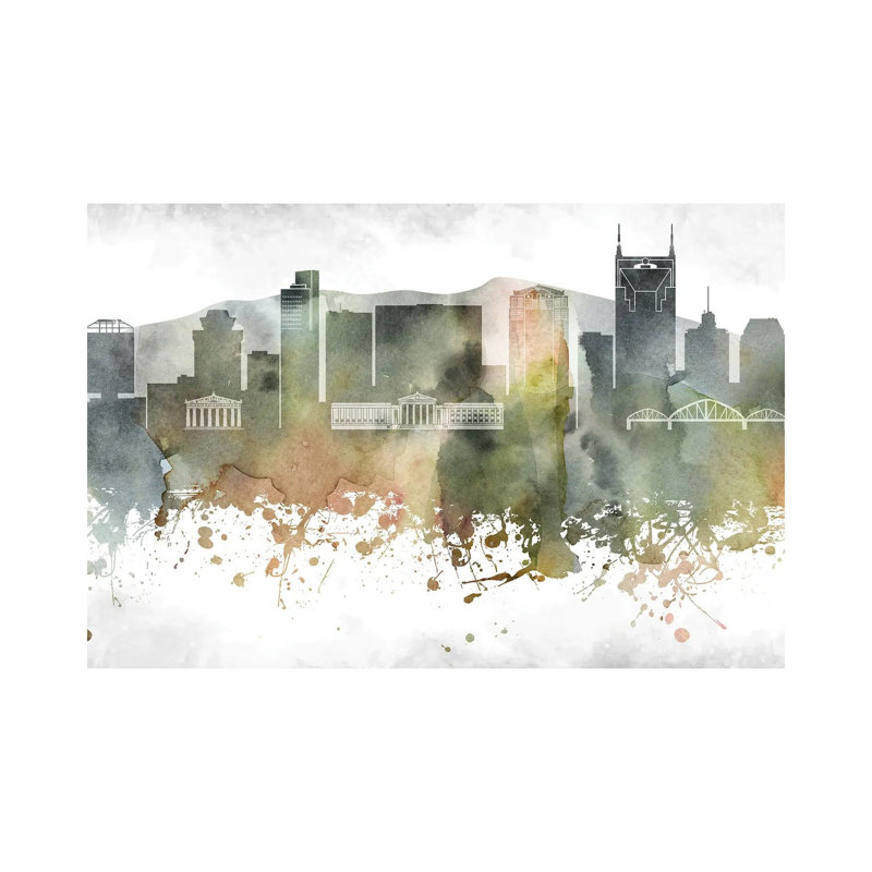 Nashville Skyline by WallDecorAddict - Wrapped Canvas Print, 66.04cm H x 101.6cm Wx 1.905cm D