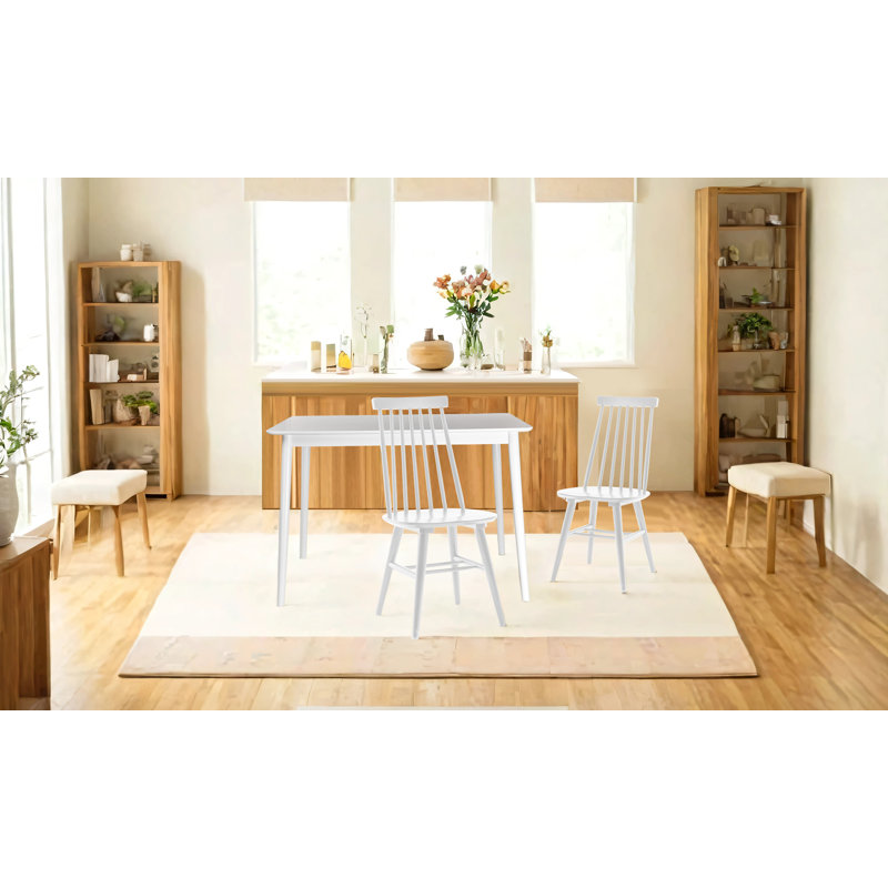 Ensemble de salle à manger Charolett L 27,6 x l 41,9, Blanc, 3 pièces: table, 2 chaises