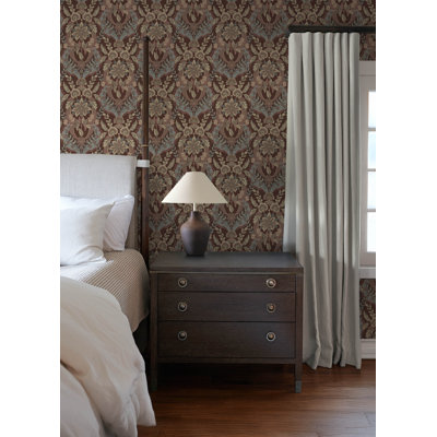 Collins Charcoal Damask Wallpaper