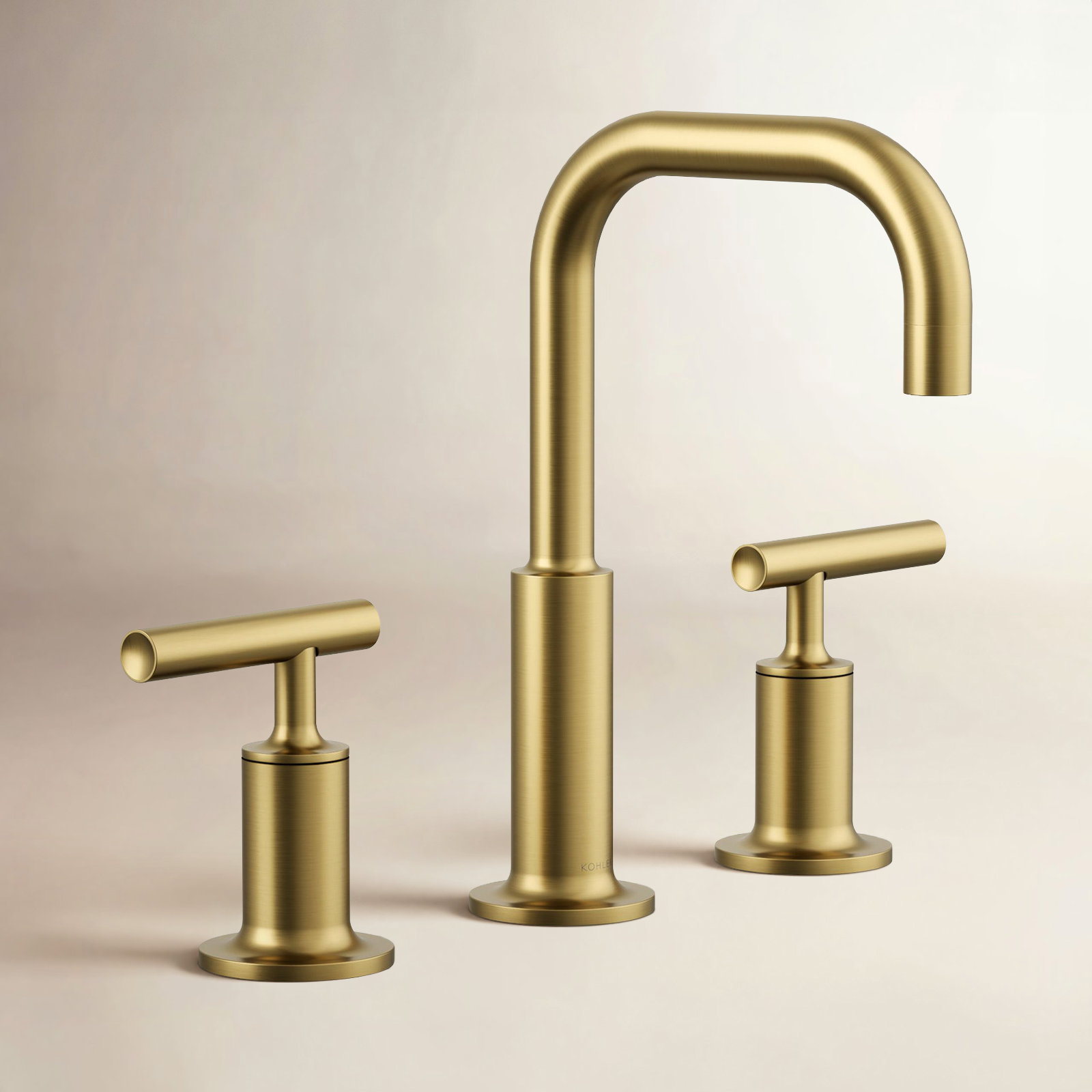 Purist Low-Handle Widespread Bathroom Faucet, Vibrant Brushed Moderne Brass