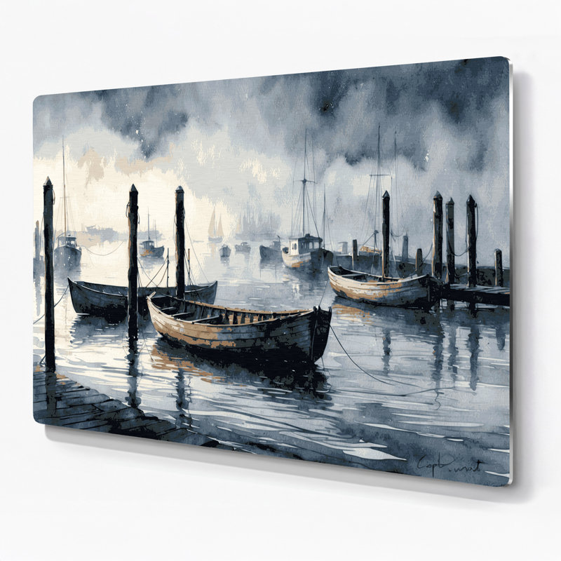 Art mural gris en métal Coastal Cape Cod Collection, H 11 po x l 14 po
