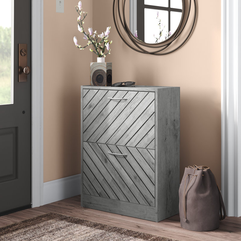 8 Pair Flip Down Shoe Storage, Gray