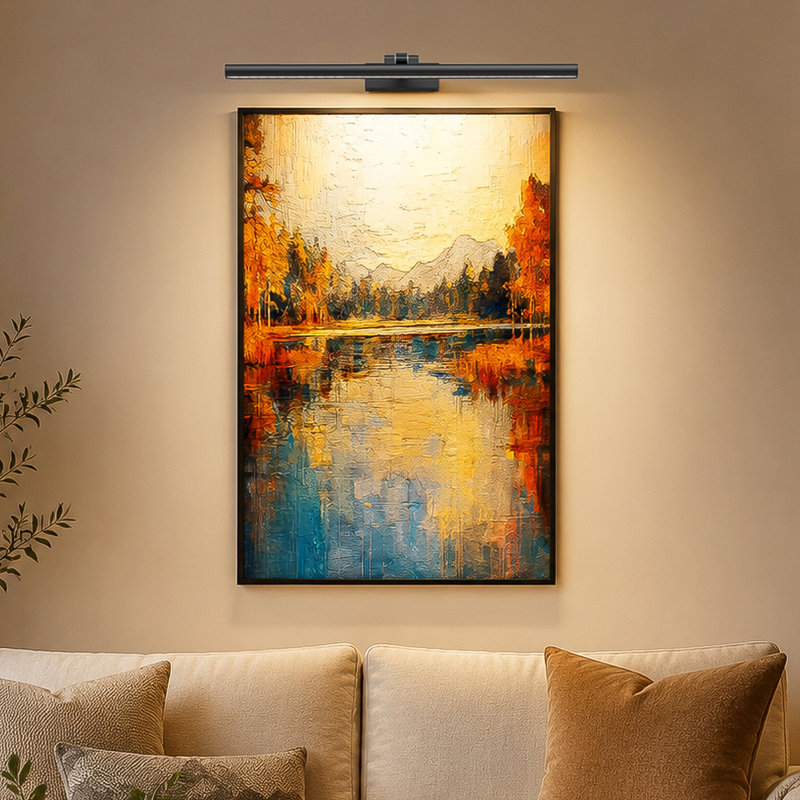 Lampe sans fil pour mur, lampe de galerie d'art à piles avec télécommande, minuterie à intensité variable et température de couleur réglable (noir, 24 pouces)