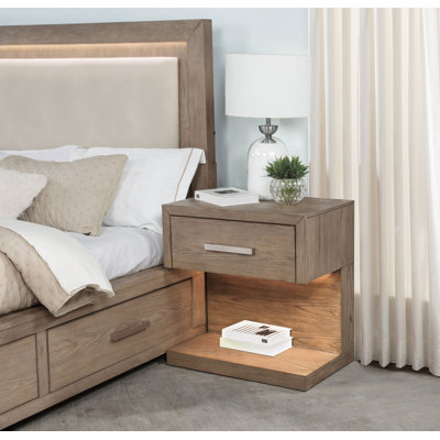 Gursevak 1-drawer Nightstand Bedside Table Barley Brown