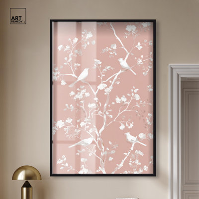Fard à joues Blush Chinoiserie III, décor rustique à motif floral par Art Remedy, cadre noir, 36 x 54