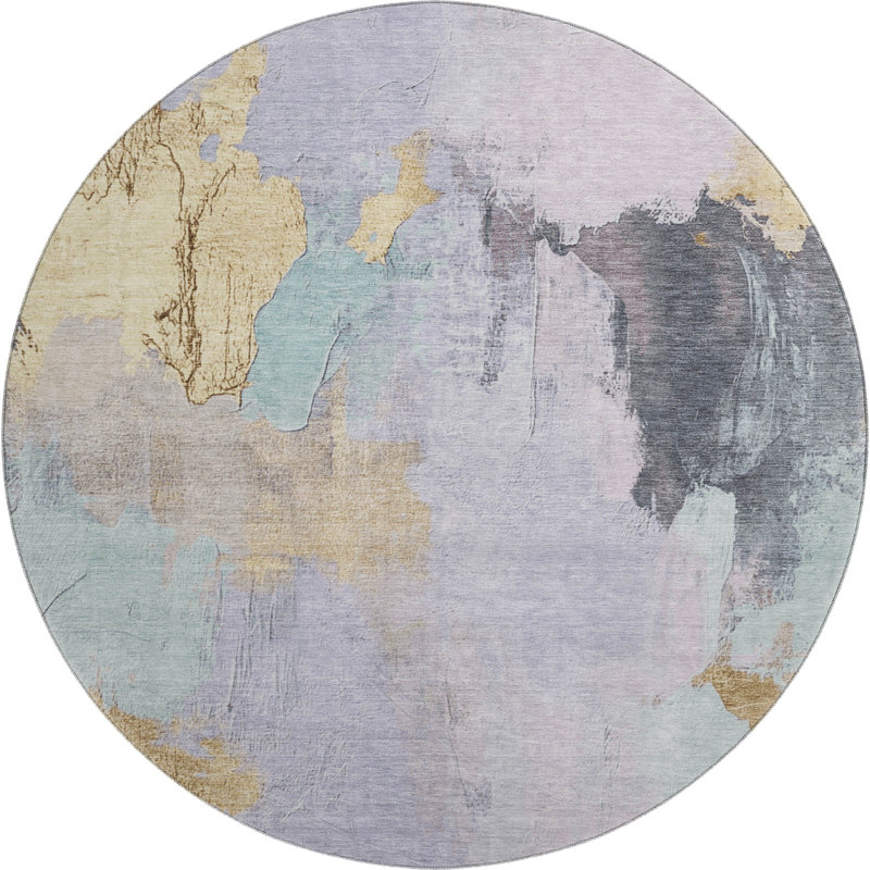 Premium Machine Washable Mouton Abstract Rug, Round 8'
