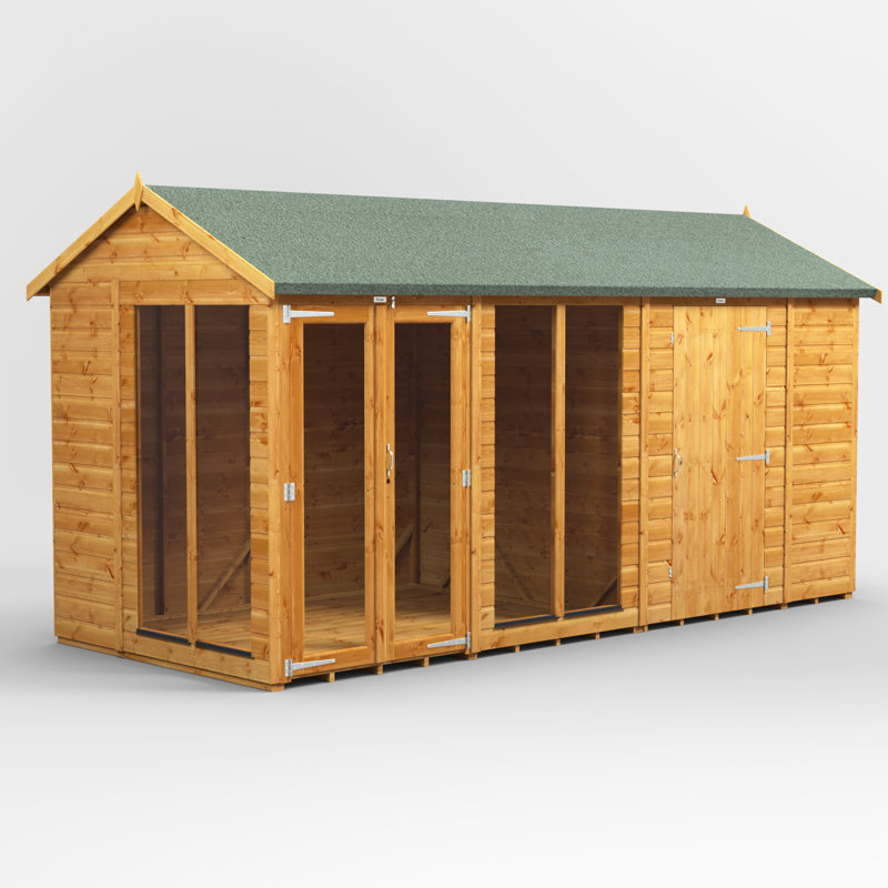 Powersheds 14 x 6ft Timber Tongue & Groove Apex Summerhouse Combi (includes 6ft Side Store)