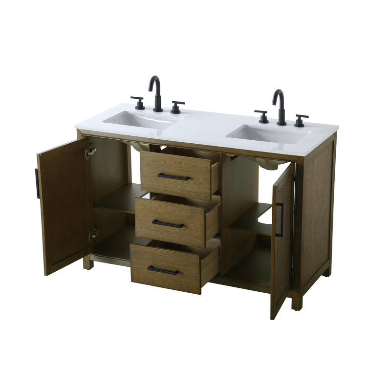 Meuble-lavabo double 54 po, Noisette chêne