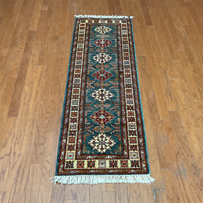 One-of-a-Kind 2'2" X 5'9" Runner Wool Area Rug Teal/Brown