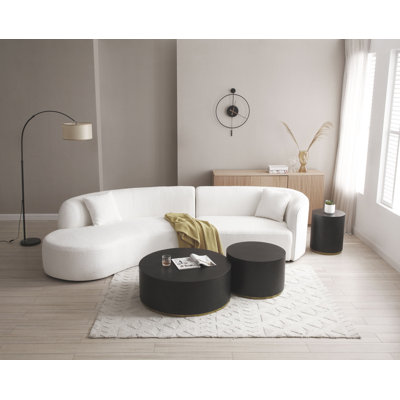 Luxury Modern Style Living Room Upholstery Curved Sofa With Chaise 2-Piece Set, Left Hand Facing Sectional,  Boucle Couch