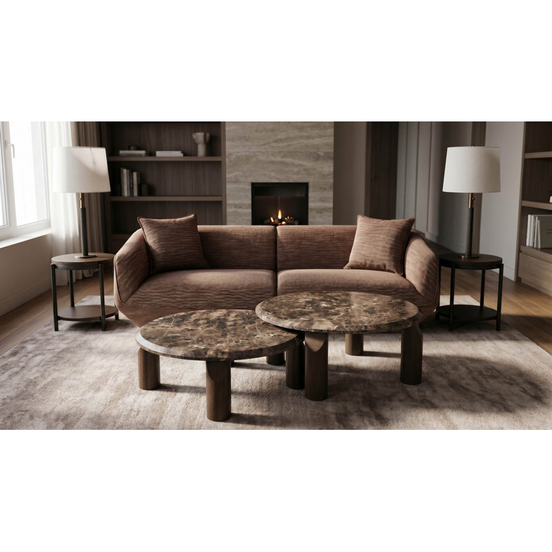 Vienna Marble Cocktail Table, Brown, Dark Emperador, 16"H x 40.25"L x 40.25"W