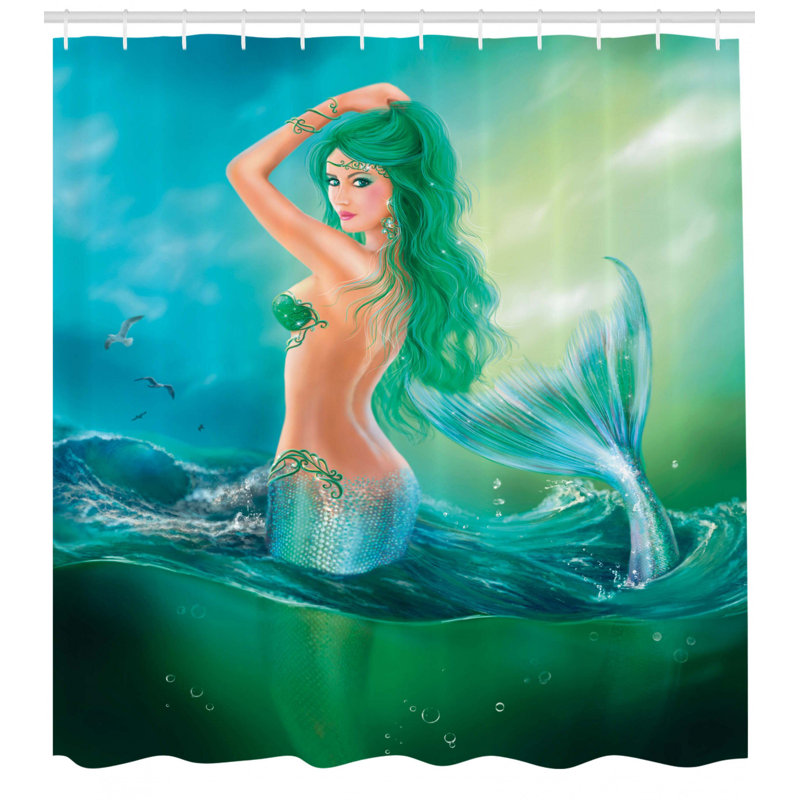 Ensemble de rideau de douche sous l'eau + crochets, H 70 po x l 69 po