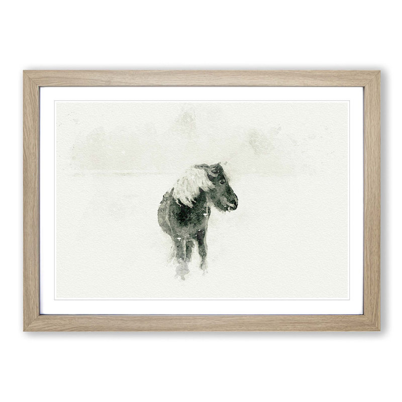Wild Horse in Iceland in Abstract - Picture Frame Graphic Art Print, Oak, 50cm H x 76cm W x 2cm D