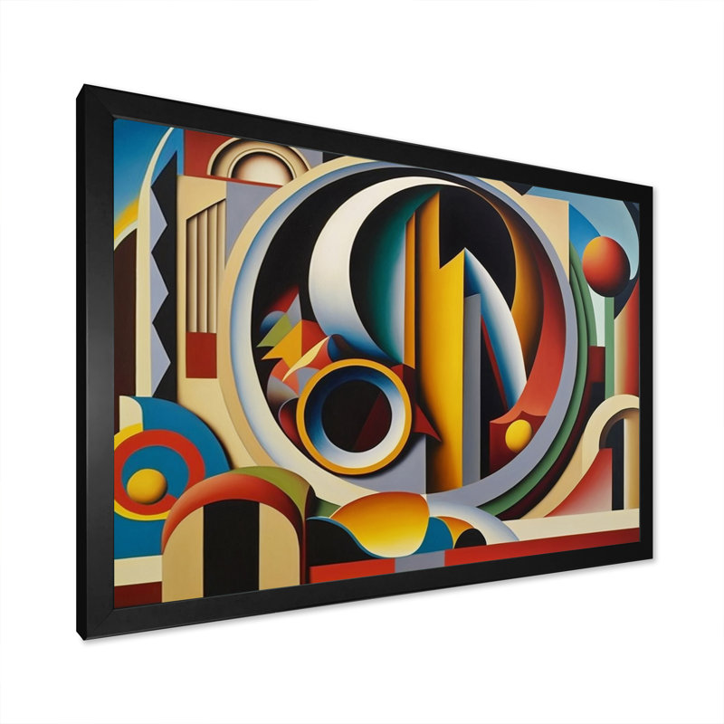 Circular Retro Dynamics II - Abstract Geometric, reproduction d'art sur toile encadrée, H 12 po x l 20 po x P 1 po