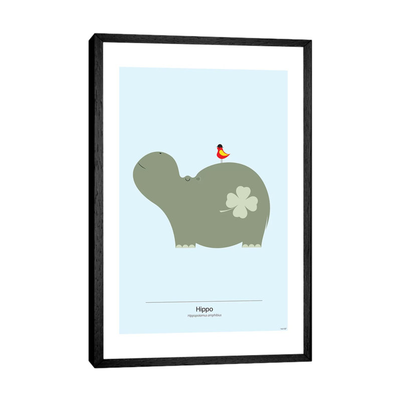 Hippo by TomasDesign - Gallery-Wrapped Canvas Giclée on Canvas, 101.6 cm H x 66.04 cm W, Black Framed