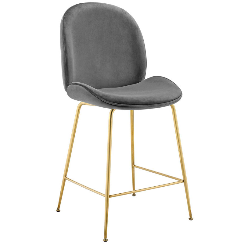 Tabouret de comptoir Scoop Gold, Gris, Tabouret de comptoir (siège d'une hauteur de 25,5