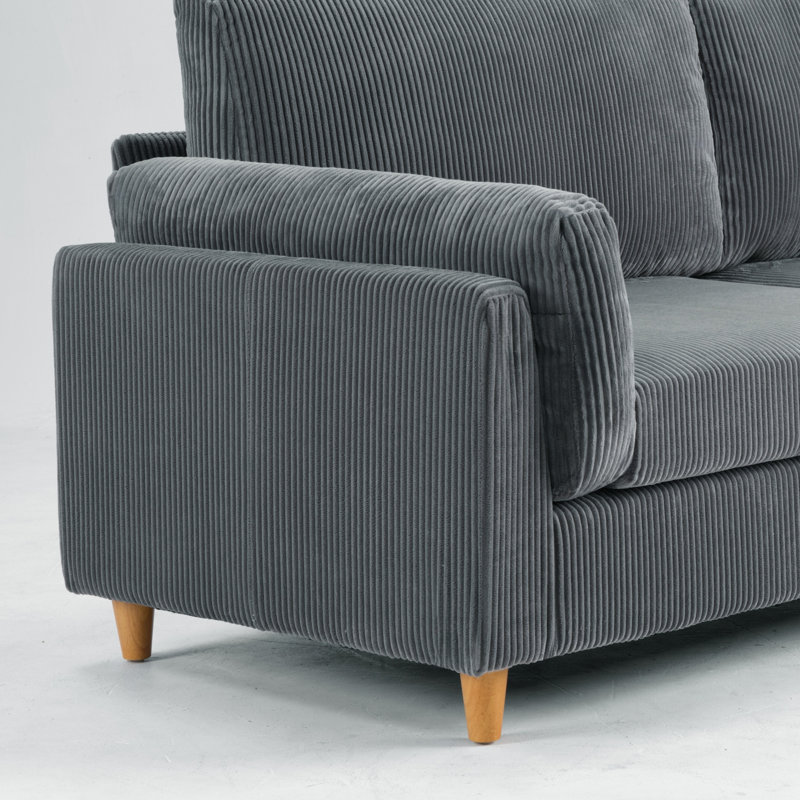 Canapé rembourré de style moderne avec pieds en bois massif de 88,6 po Ashtenaw, Gris