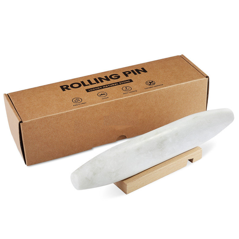 Rouleau à pâtisserie en marbre avec socle, fantaisie