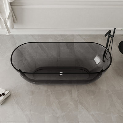 Forma 69'' X 30'' Freestanding Bathtub Solid Surface Stone Resin Soaking Bathtub Transparent