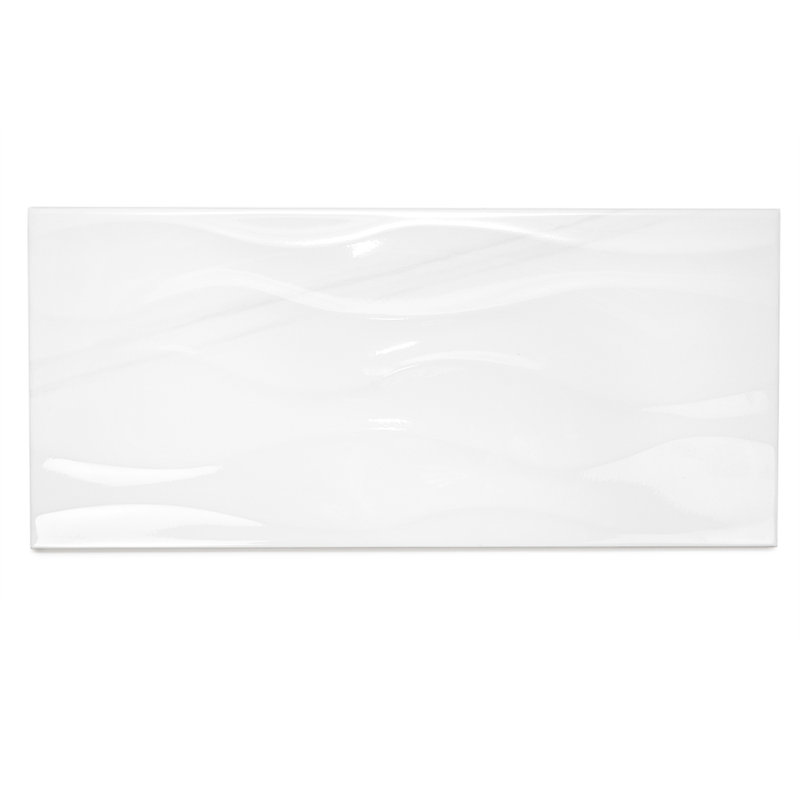 Piave 10" x 22" Glossy Ceramic Wall Tile, Bianco Deco
