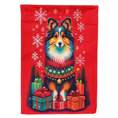Drapeau de maison de Noël en polyester double face H 40 po x l 28 po