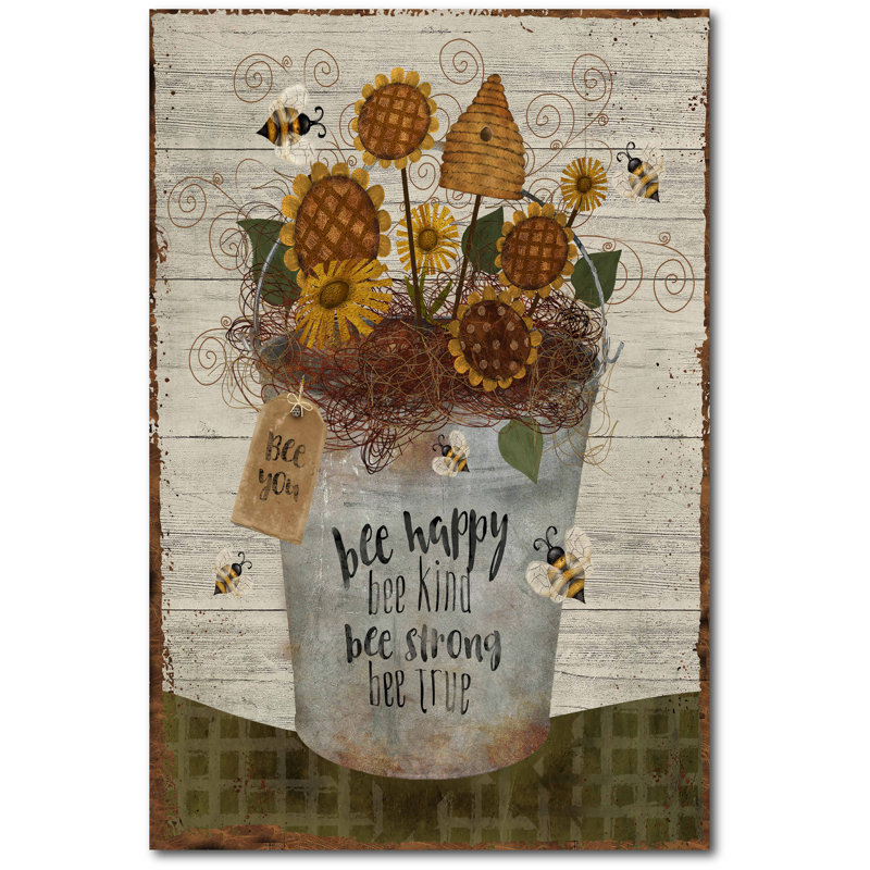 "Bee Happy", reproduction d’art sur toile tendue, H 36 po x l 24 po x 1,5 po