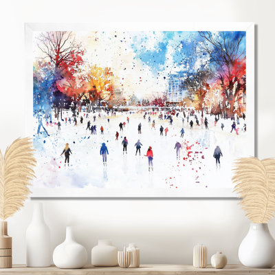 Ice Skating Rink I - Winter Landscape Wall Art Living Room