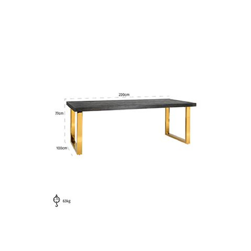 Blackbone Dining Table, Gold, 30" H x 71" L, Standard Table (30” Height)