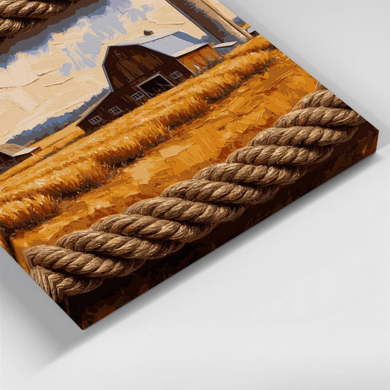 «Farm Rope Border», art mural sur toile brun, H 24 po x l 36 po