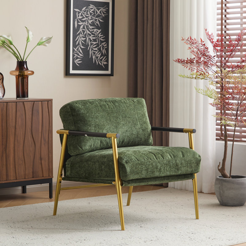 Chaise d'appoint moderne 27,56 po, Vert, Doré