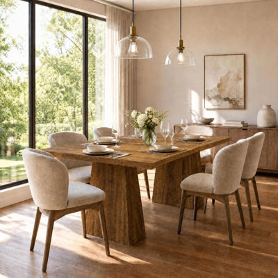 71 Inch Rectangular Wooden Dining Table with Sturdy Heavy Duty Legs Modern Kitchen Furniture for 6 to 8 People Family Use