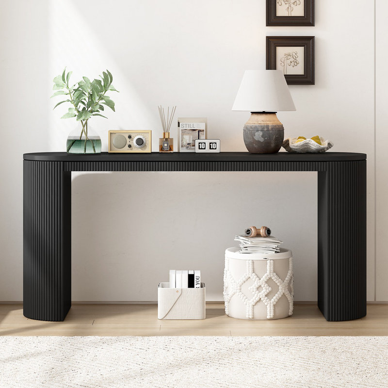 Console de style moderne avec tiroir, Noir, 31.4" H x 59.05" W x 15.74" D, Oui
