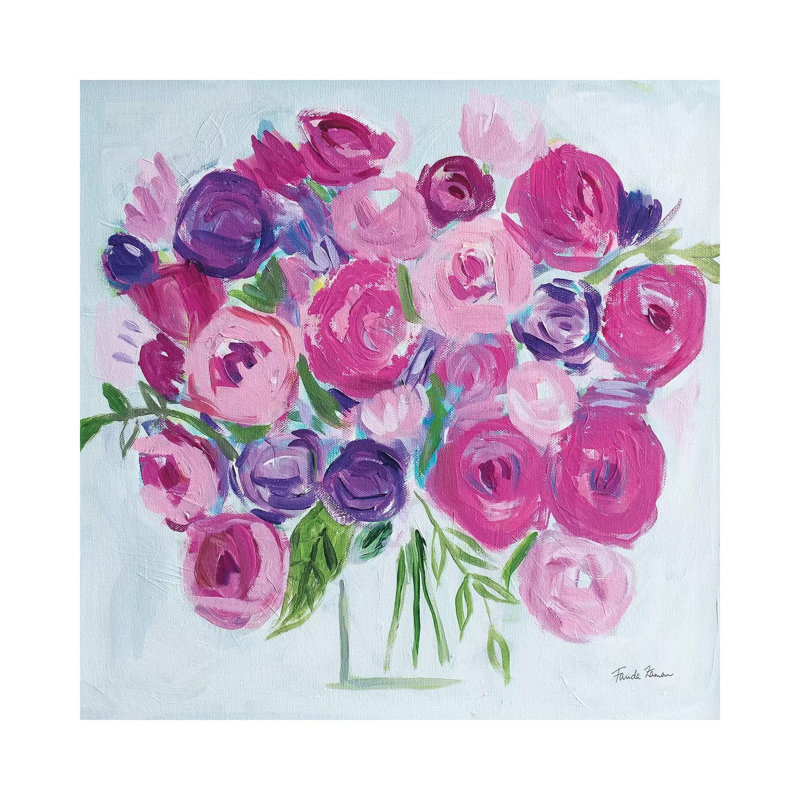 Roses Are Pink by Farida Zaman - Wrapped Canvas Painting, 30.48 cm H x 30.48 cm W
