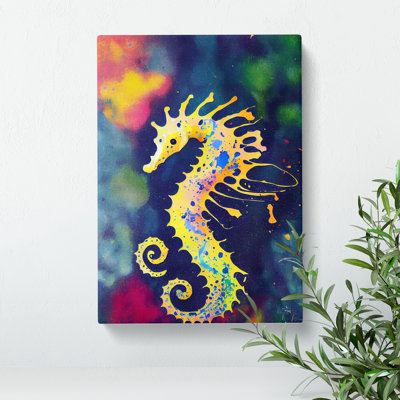 Seahorse Paint Splash No.2 - Wrapped Canvas