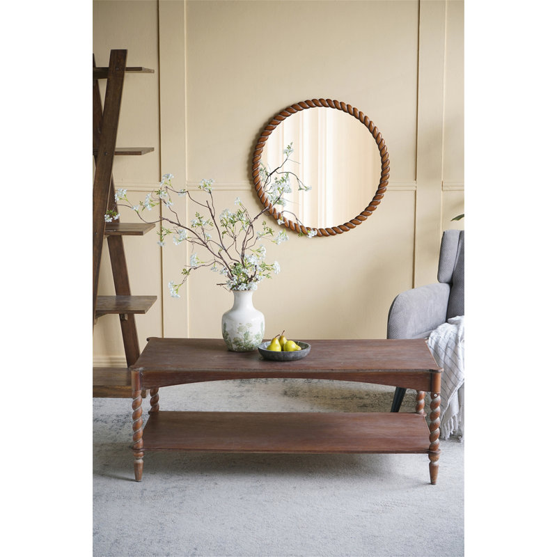 Vintage-Inspired Wood Coffee Table With Turned Legs And Spacious Lower Shelf For Elegant Living Rooms