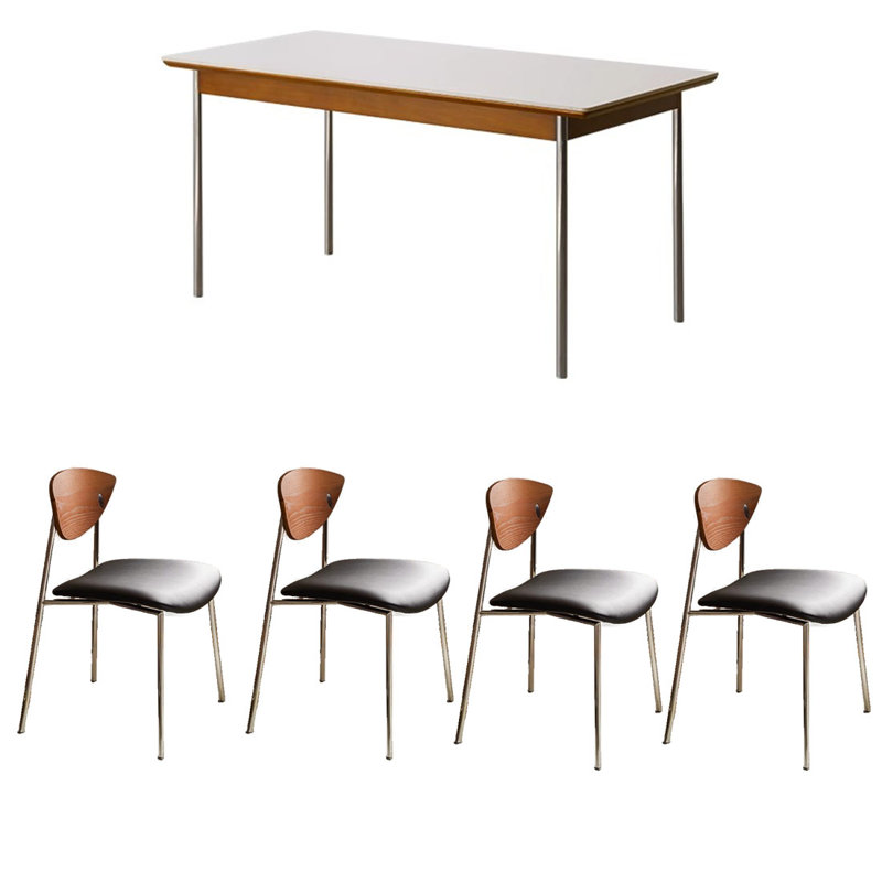Rock-Solid Wood Dining Table Sets., Pearl White, 29.53"H x 62.99"L x 31.5"W