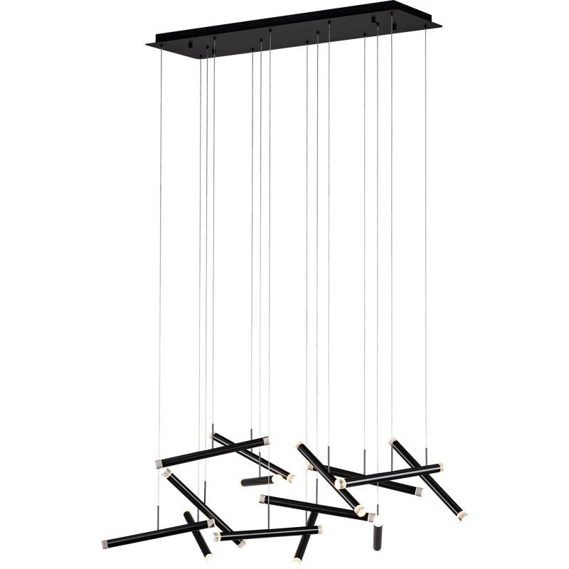 Lustre à niveaux 14 lumières Harron, Gris foncé satiné