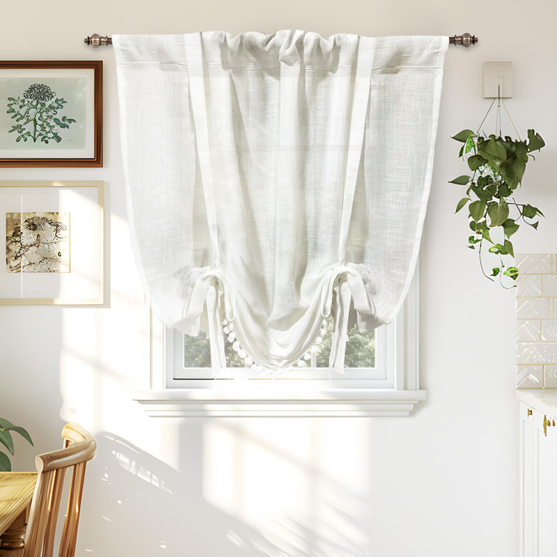 Semi Sheer Tie Up Curtains Curtain, 42" W x 63'" L
