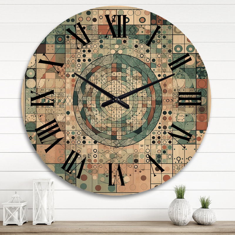 Horloge murale géométrique moderne «The Great Mystery Vintage Mandala Illustration II», Très grand