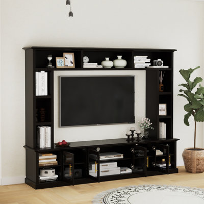 Modern 95" W Wall Unit Entertainment Center TV Stand And Bookshelf For Tvs Up To 80"
