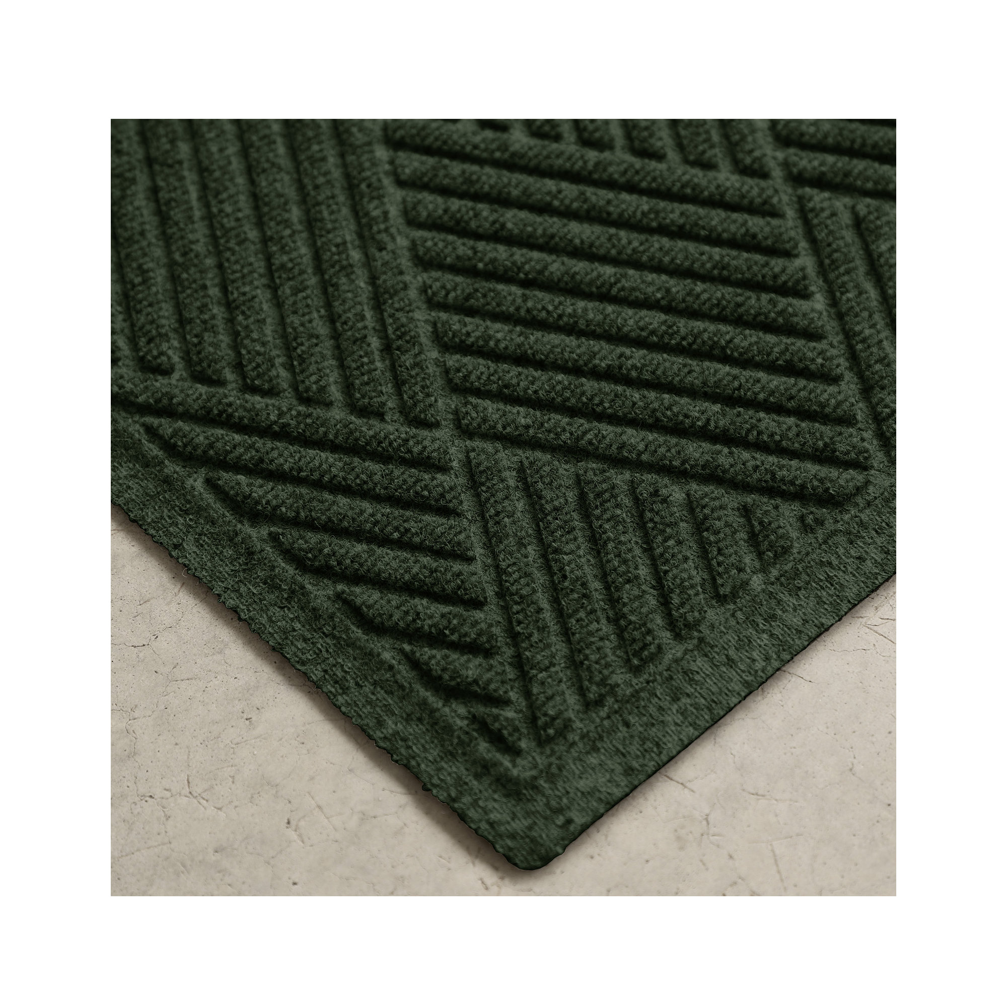 Waterhog Diamonds Indoor Outdoor Doormat, Half Oval 24" x 39", Evergreen