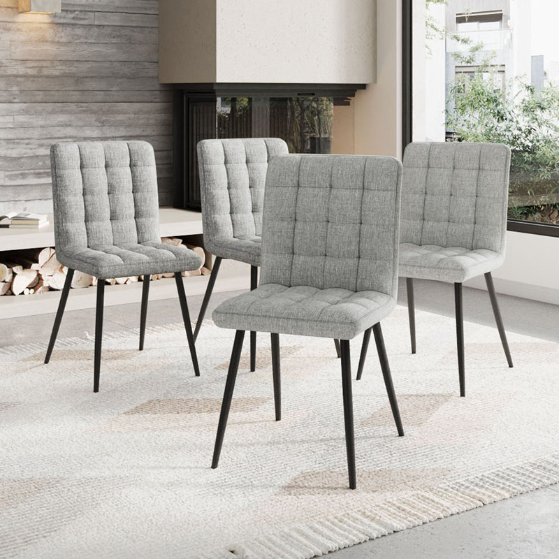 49cm H Upholstered Back Side Chair in Grey