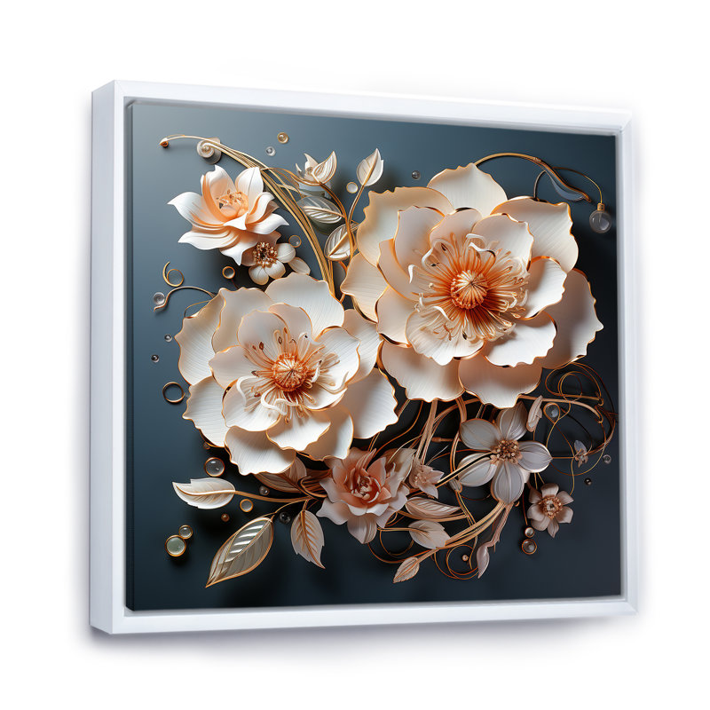 Modern Modern Roses Transparent Romance sur toile, H 30 po x l 30 po x P 1 po, Cadre flottant blanc