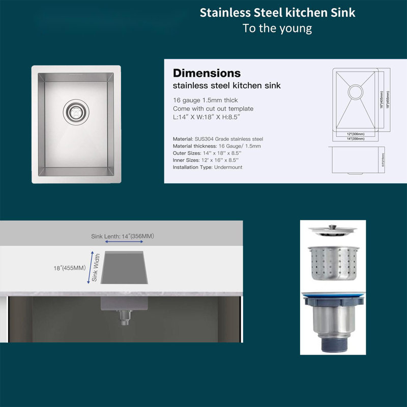 8.5 L Kitchen Sink, Rv Sink, Bar Sink