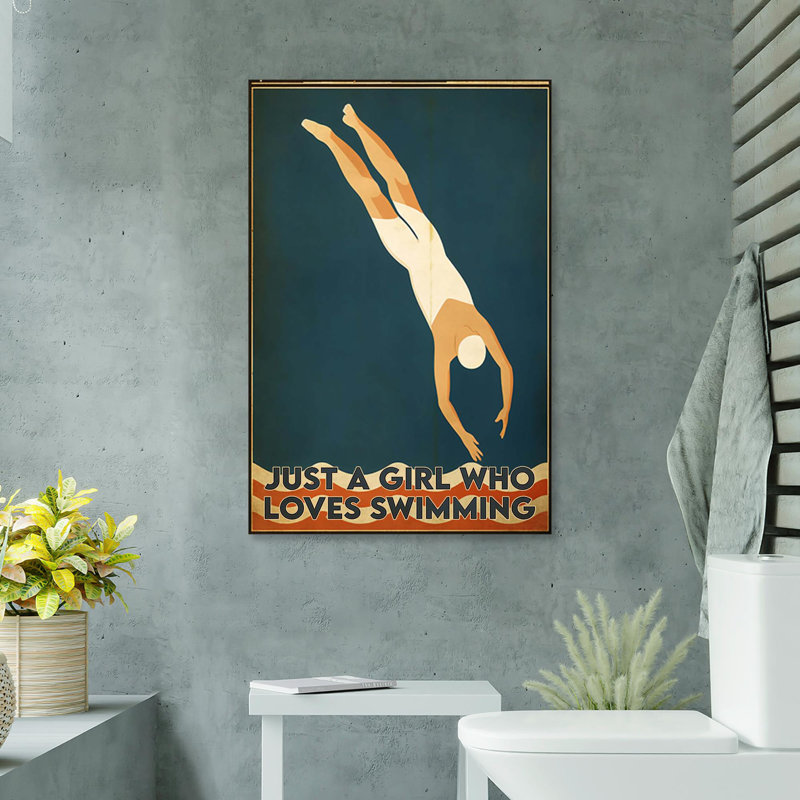 «Just a Girl Who Loves Natation», impression sur toile tendue, L 24 po x H 36 po