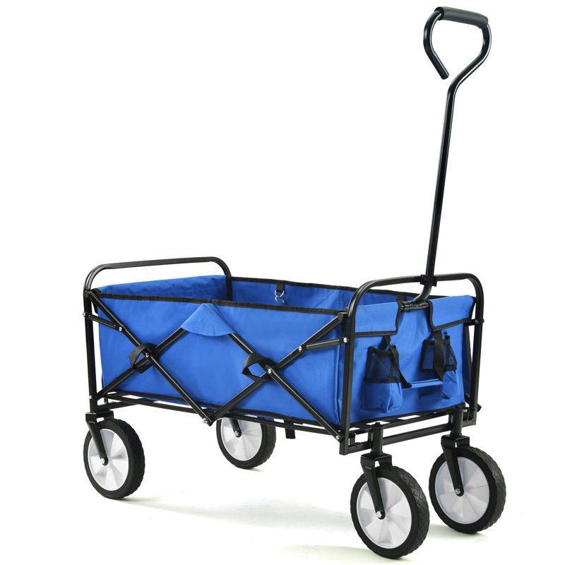 Chariot de plage pliable, Noir / Bleu