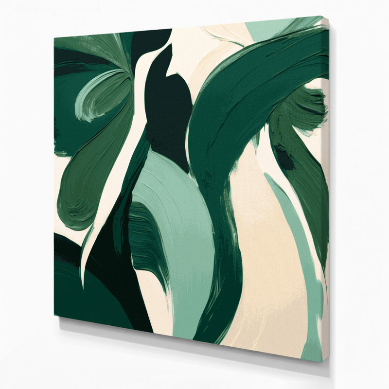 Abstrait art figuratif vert sur toile 95, H 12 po x l 12 po