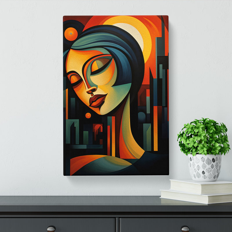 Art Sunset Cubism - Print on Canvas, 76cm H x 50cm W x 3cm D
