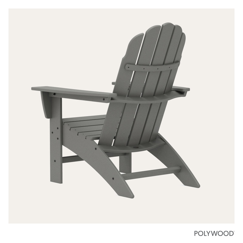 POLYWOOD Vineyard Curveback Resin Adirondack Chair, Slate Gray