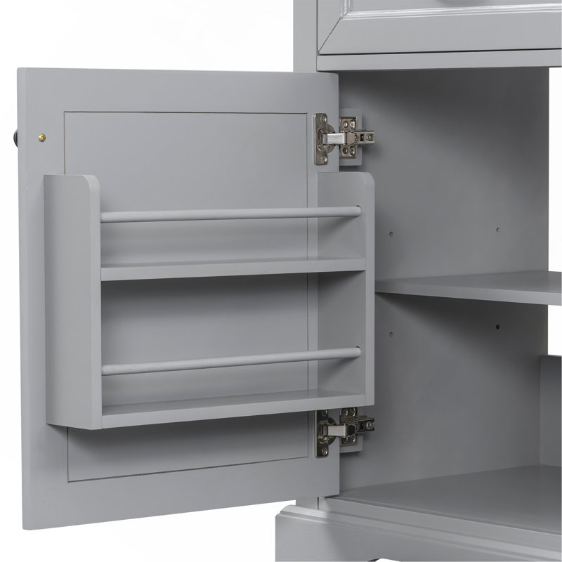 Meuble-lavabo 36 po avec lavabo, lavabo en céramique, 2 tiroirs basculants, charnières de porte à fermeture en douceur, gris clair